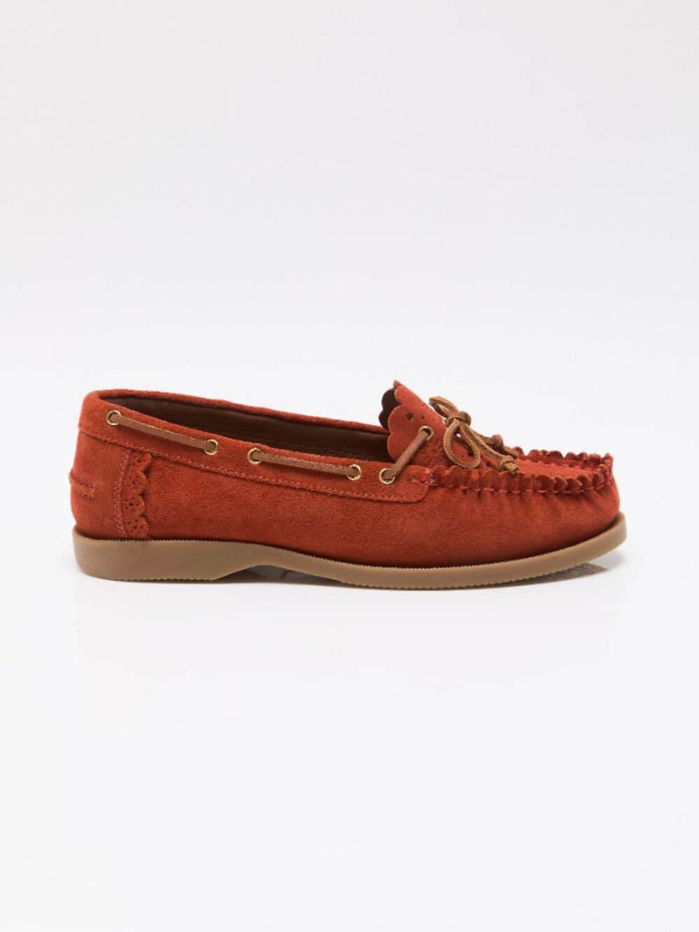 FREE PEOPLE Lagoon Cut Out Boat Shoes / Rust Suede - Picture 8 of 12